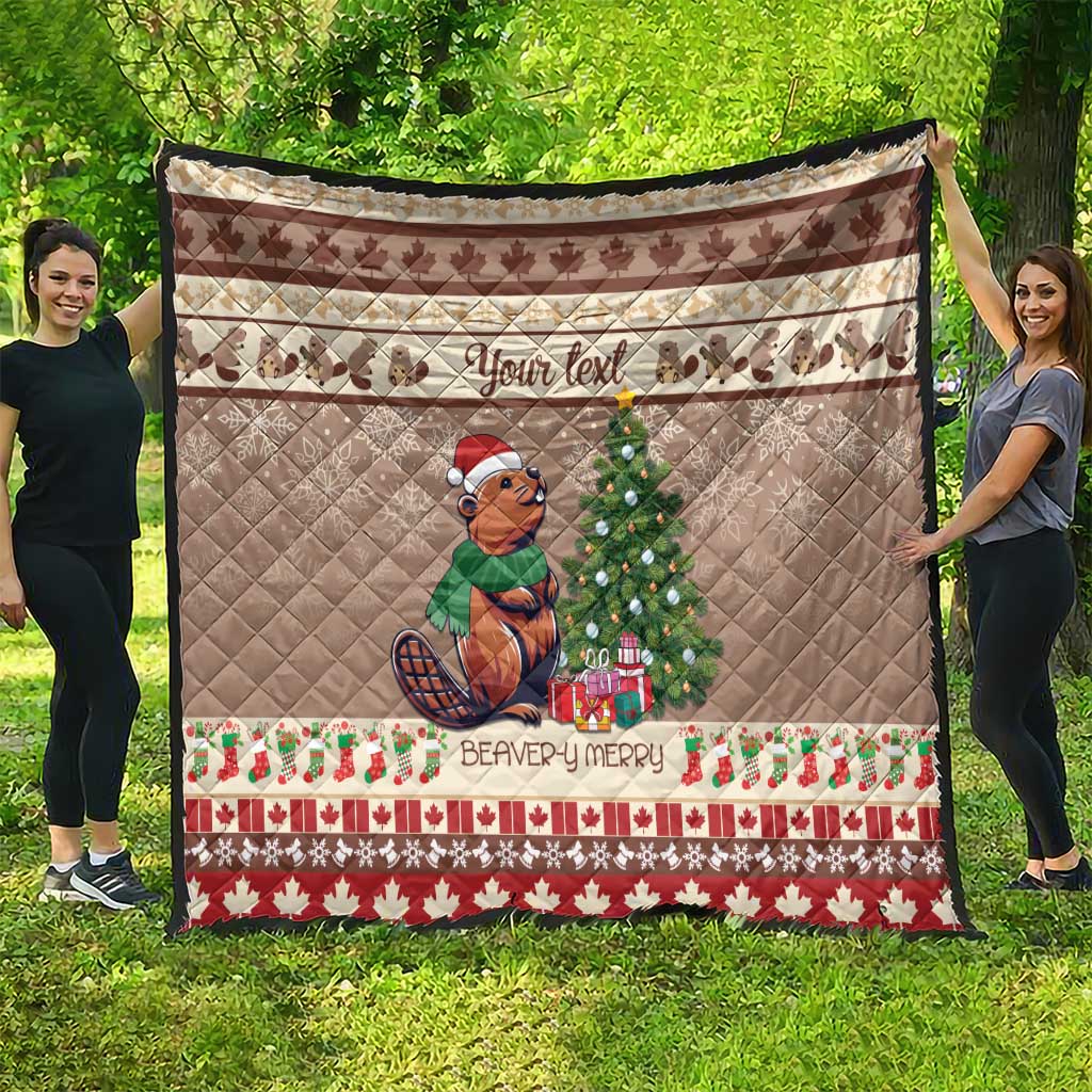Personalized Beaver-y Merry Quilt Canada Merry Christmas Beavers - Wonder Print Shop