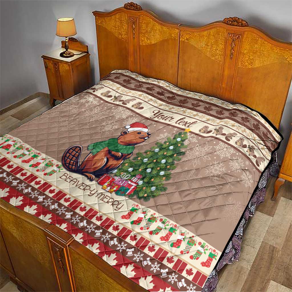 Personalized Beaver-y Merry Quilt Canada Merry Christmas Beavers - Wonder Print Shop