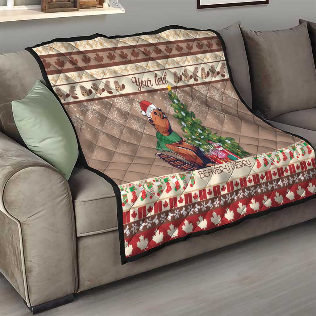Personalized Beaver-y Merry Quilt Canada Merry Christmas Beavers - Wonder Print Shop