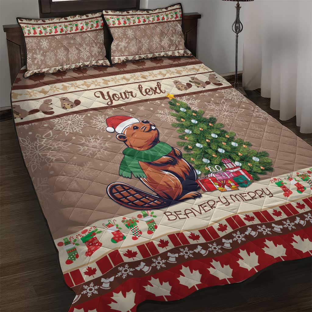 Personalized Beaver-y Merry Quilt Bed Set Canada Merry Christmas Beavers - Wonder Print Shop