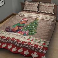 Personalized Beaver-y Merry Quilt Bed Set Canada Merry Christmas Beavers - Wonder Print Shop