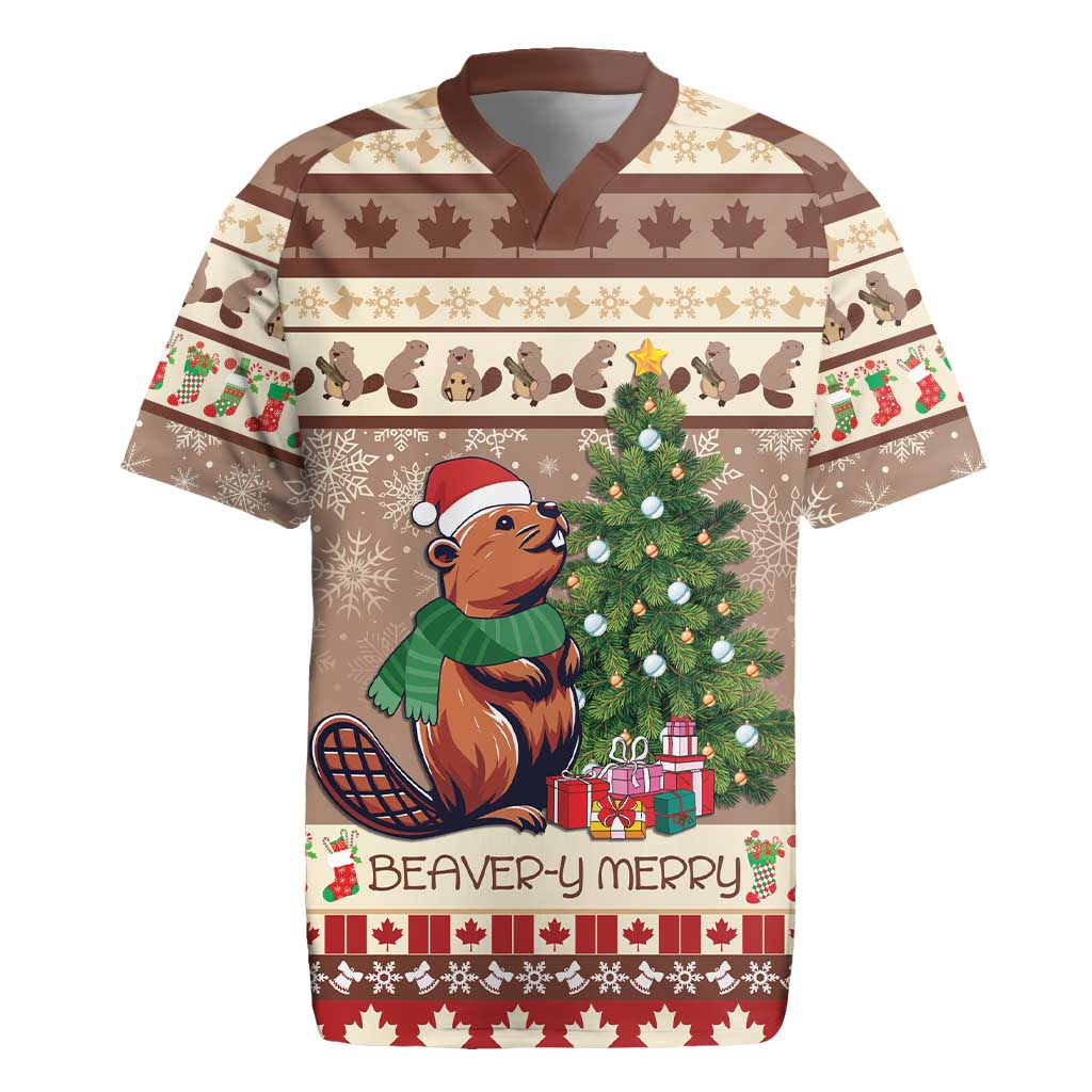 Personalized Beaver-y Merry Rugby Jersey Canada Merry Christmas Beavers - Wonder Print Shop