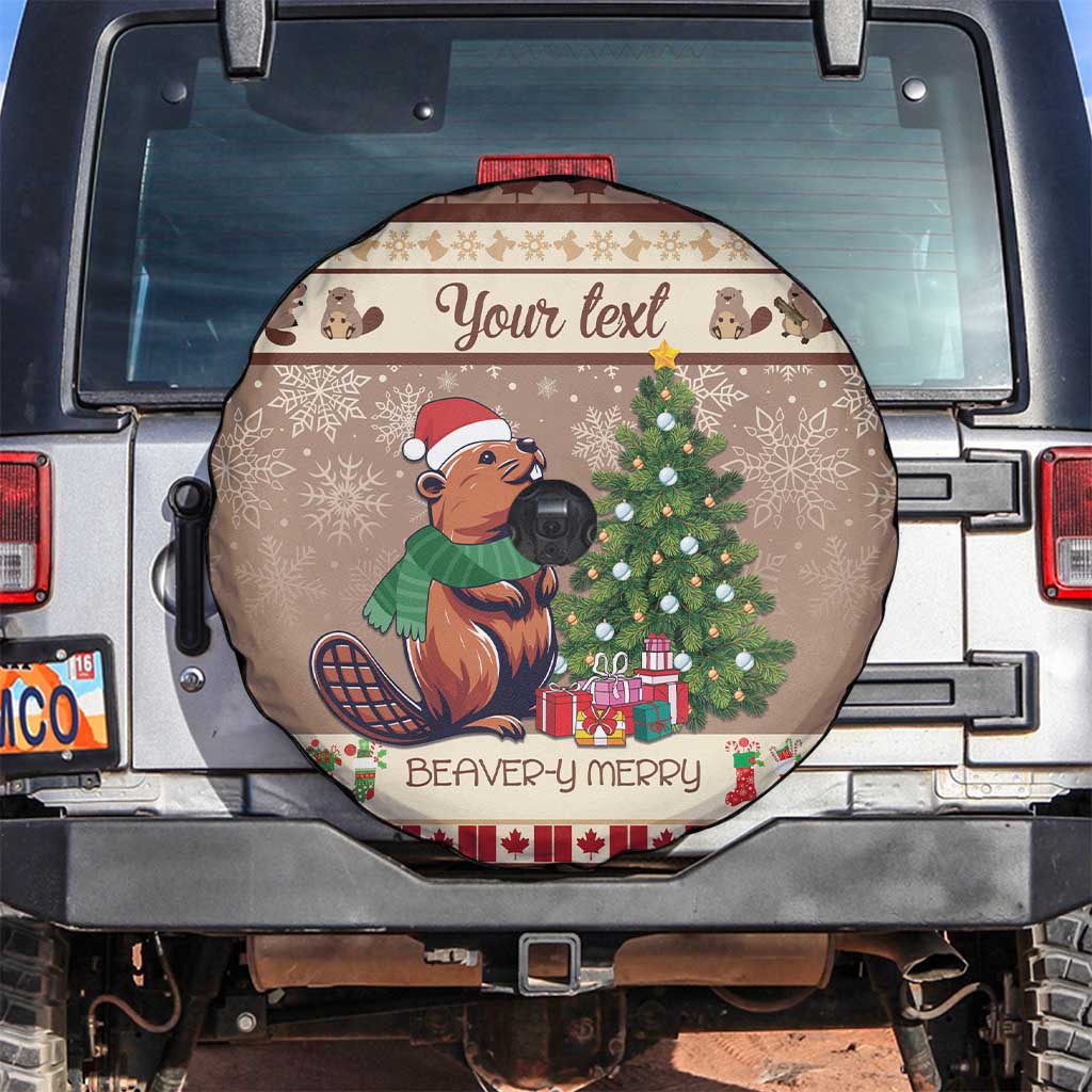 Personalized Beaver-y Merry Spare Tire Cover Canada Merry Christmas Beavers - Wonder Print Shop