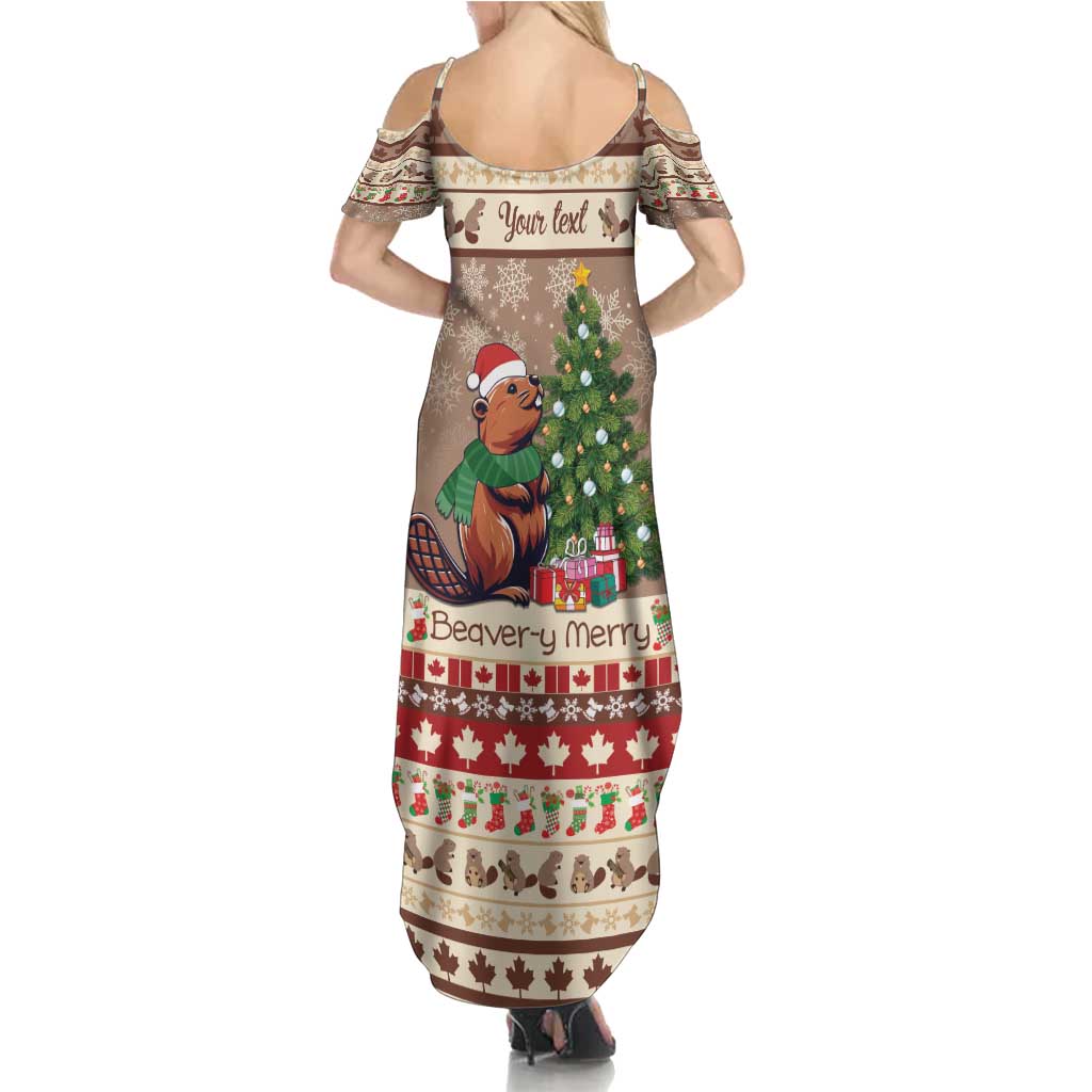 Personalized Beaver-y Merry Summer Maxi Dress Canada Merry Christmas Beavers - Wonder Print Shop
