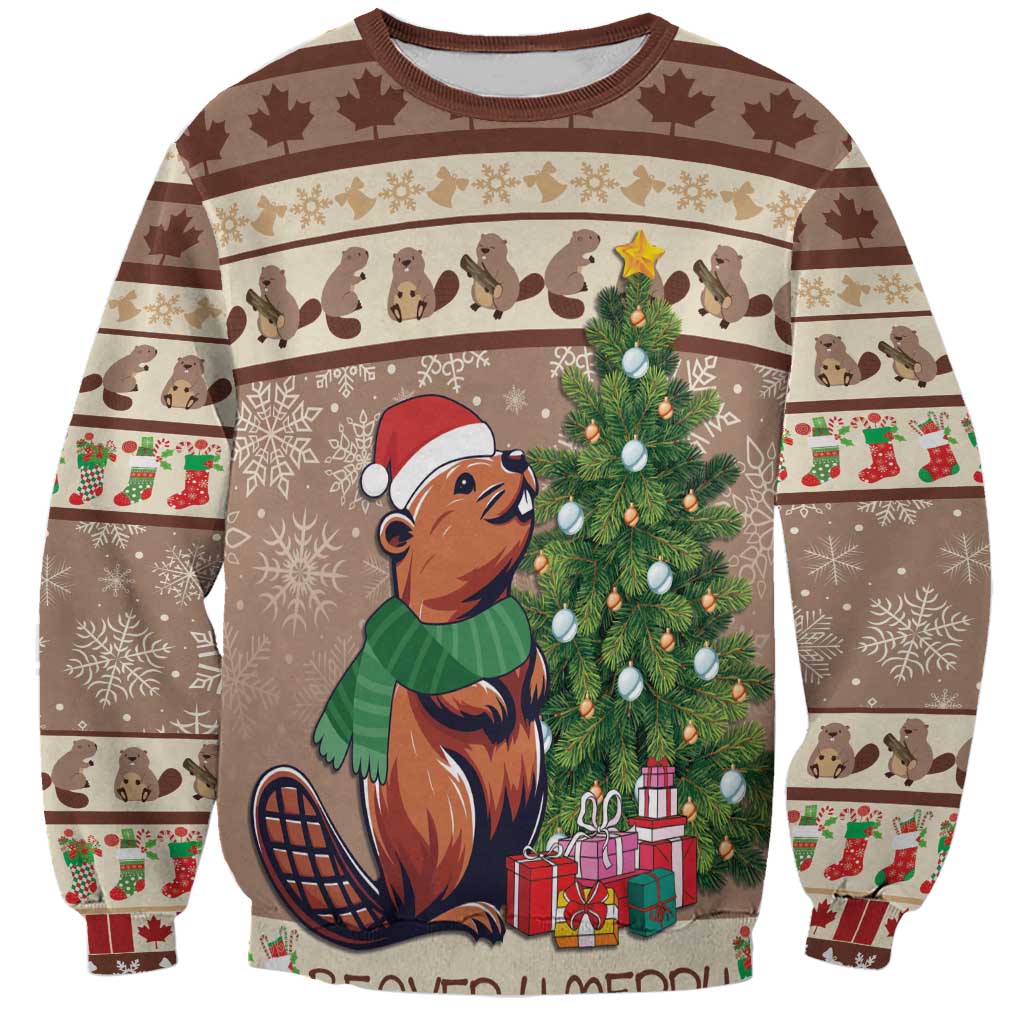 Personalized Beaver-y Merry Sweatshirt Canada Merry Christmas Beavers - Wonder Print Shop