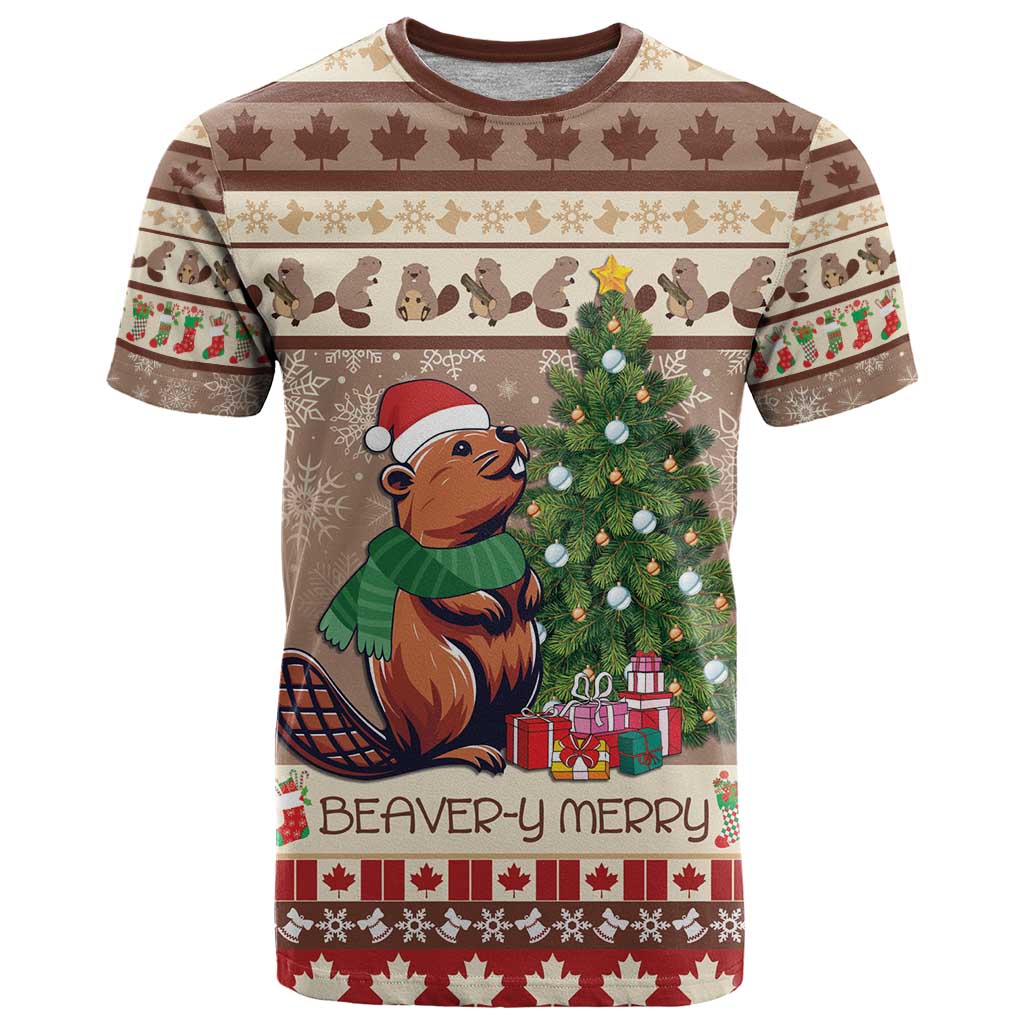 Personalized Beaver-y Merry T Shirt Canada Merry Christmas Beavers - Wonder Print Shop