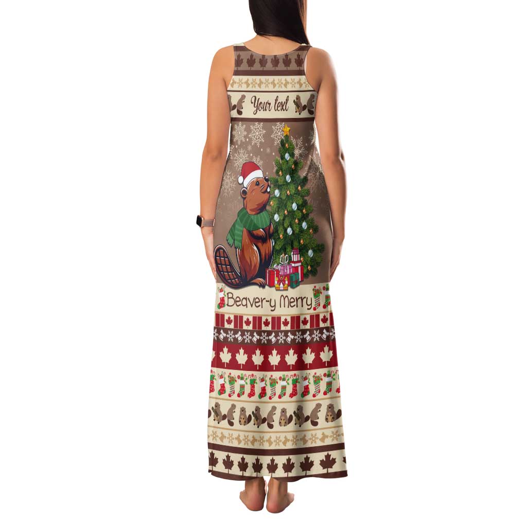 Personalized Beaver-y Merry Tank Maxi Dress Canada Merry Christmas Beavers - Wonder Print Shop