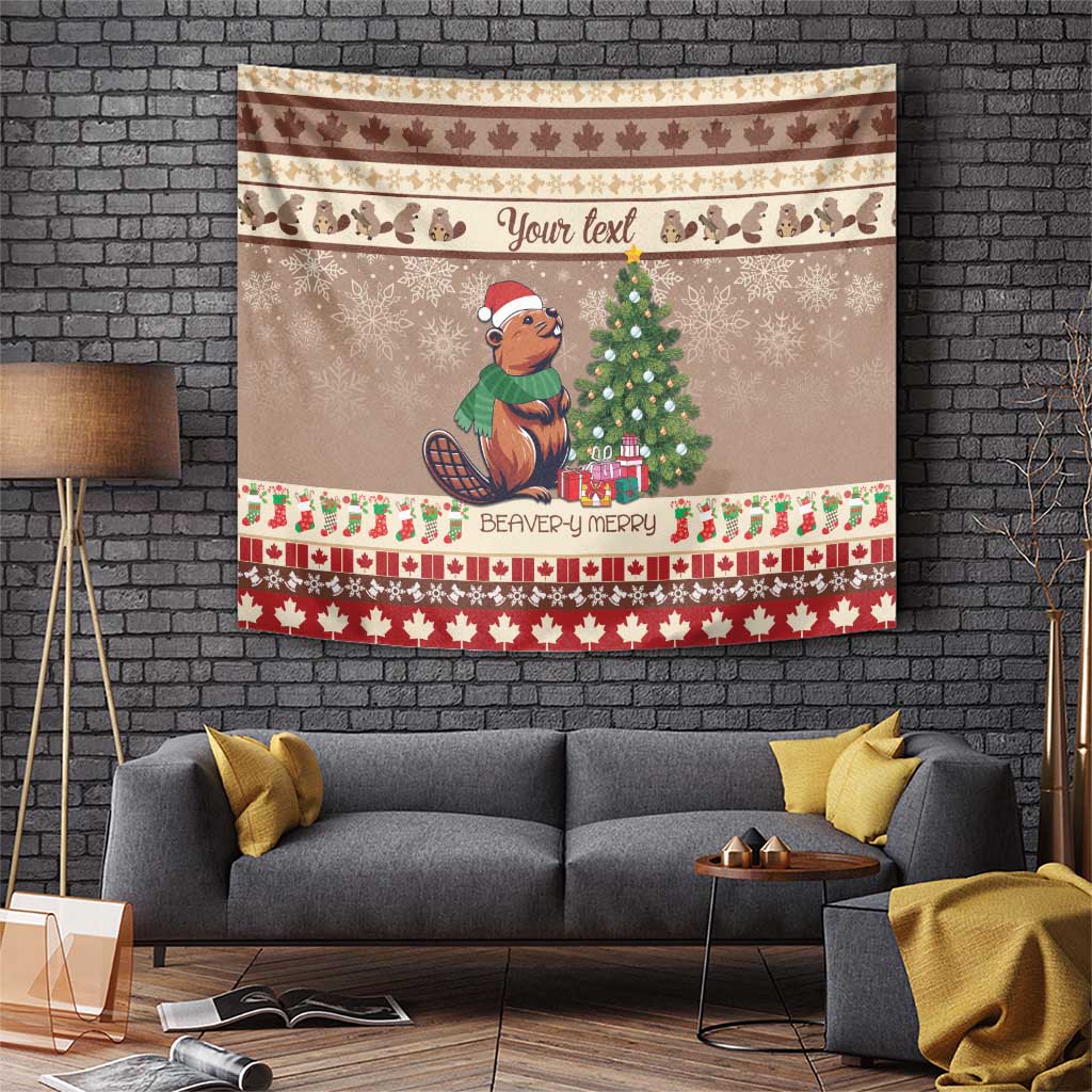 Personalized Beaver-y Merry Tapestry Canada Merry Christmas Beavers - Wonder Print Shop