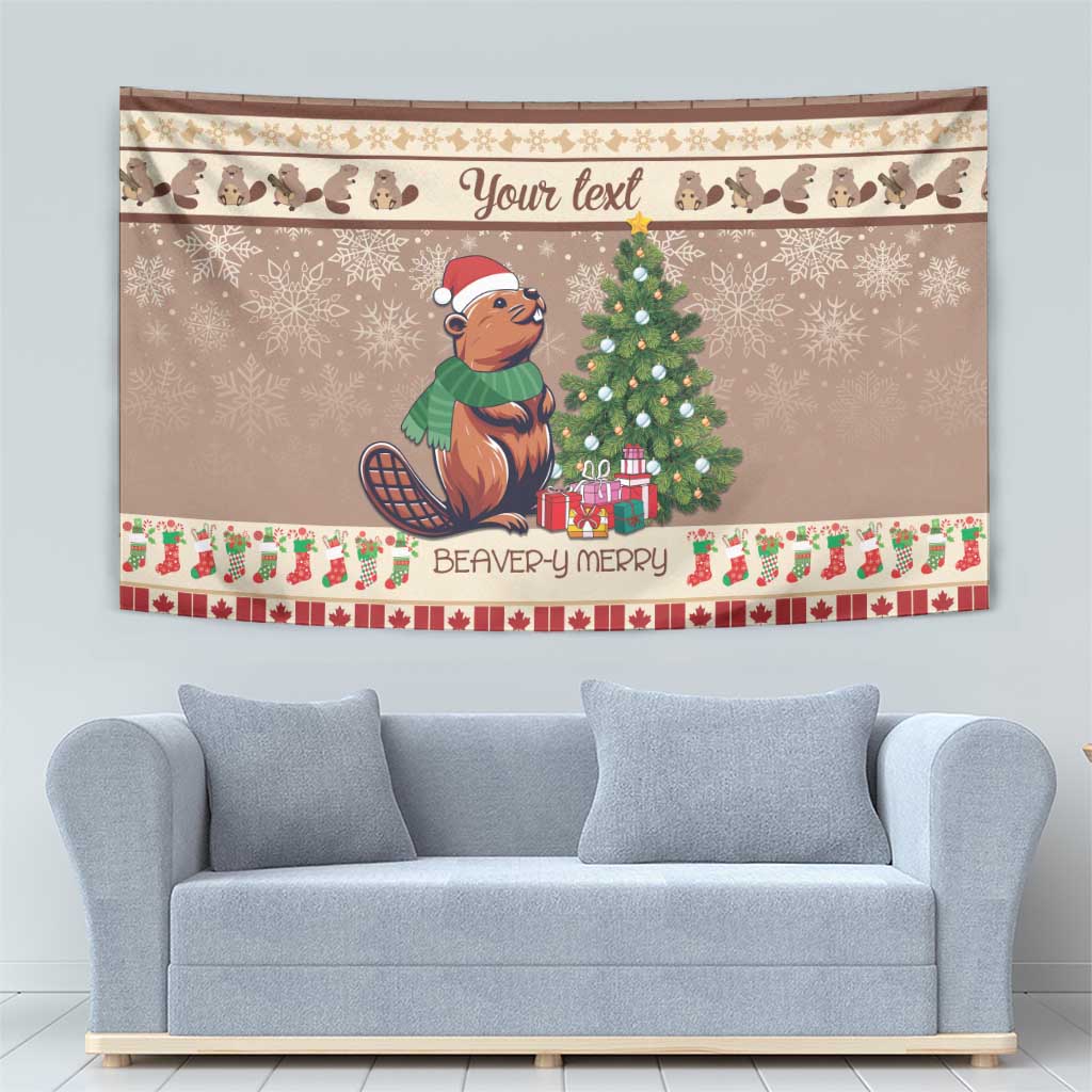 Personalized Beaver-y Merry Tapestry Canada Merry Christmas Beavers - Wonder Print Shop