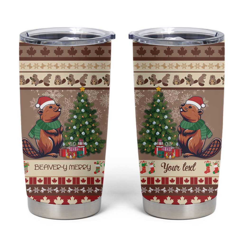 Personalized Beaver-y Merry Tumbler Cup Canada Merry Christmas Beavers - Wonder Print Shop