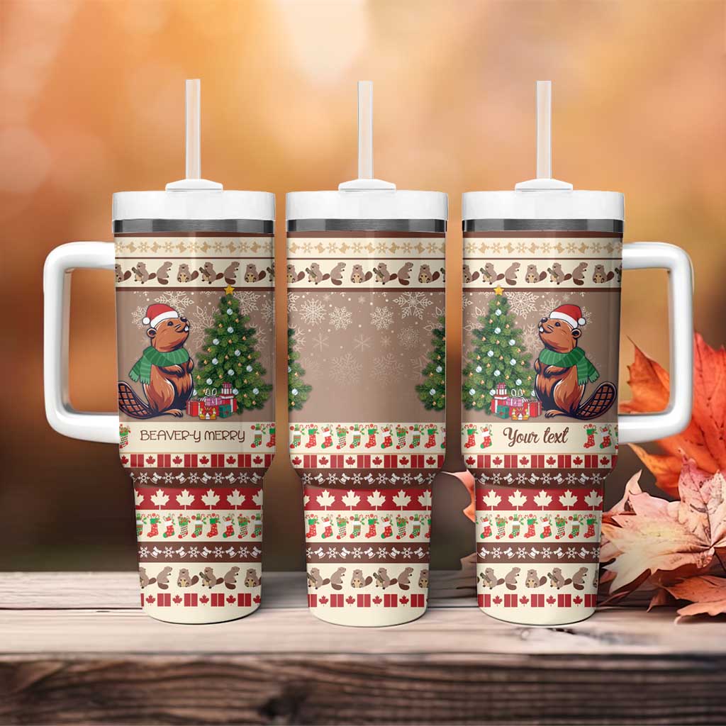 Personalized Beaver-y Merry Tumbler With Handle Canada Merry Christmas Beavers - Wonder Print Shop