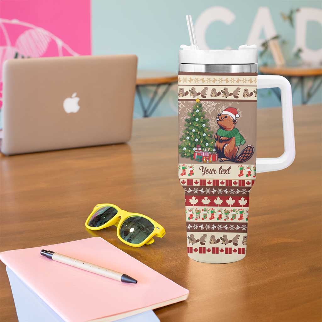 Personalized Beaver-y Merry Tumbler With Handle Canada Merry Christmas Beavers - Wonder Print Shop