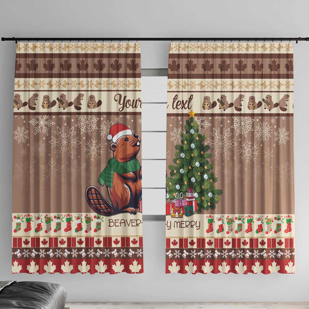 Personalized Beaver-y Merry Window Curtain Canada Merry Christmas Beavers - Wonder Print Shop