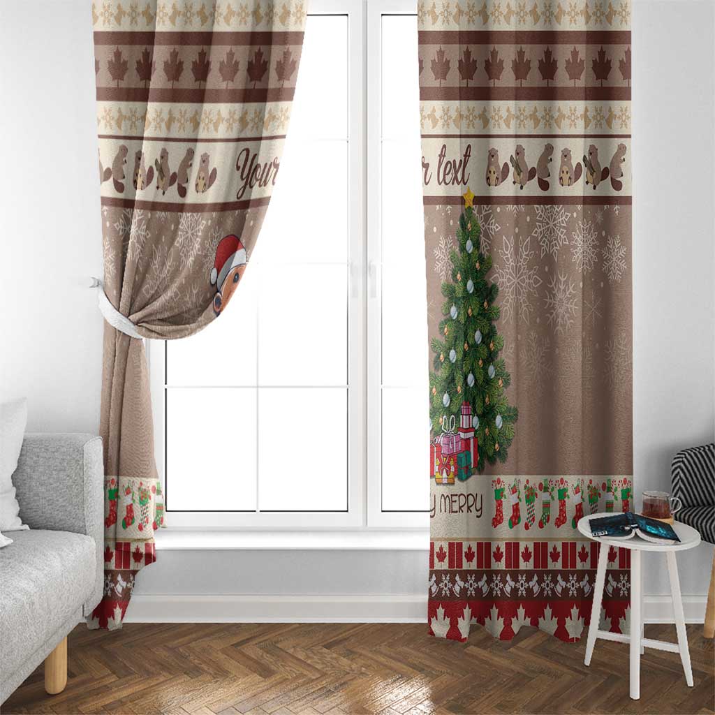 Personalized Beaver-y Merry Window Curtain Canada Merry Christmas Beavers - Wonder Print Shop