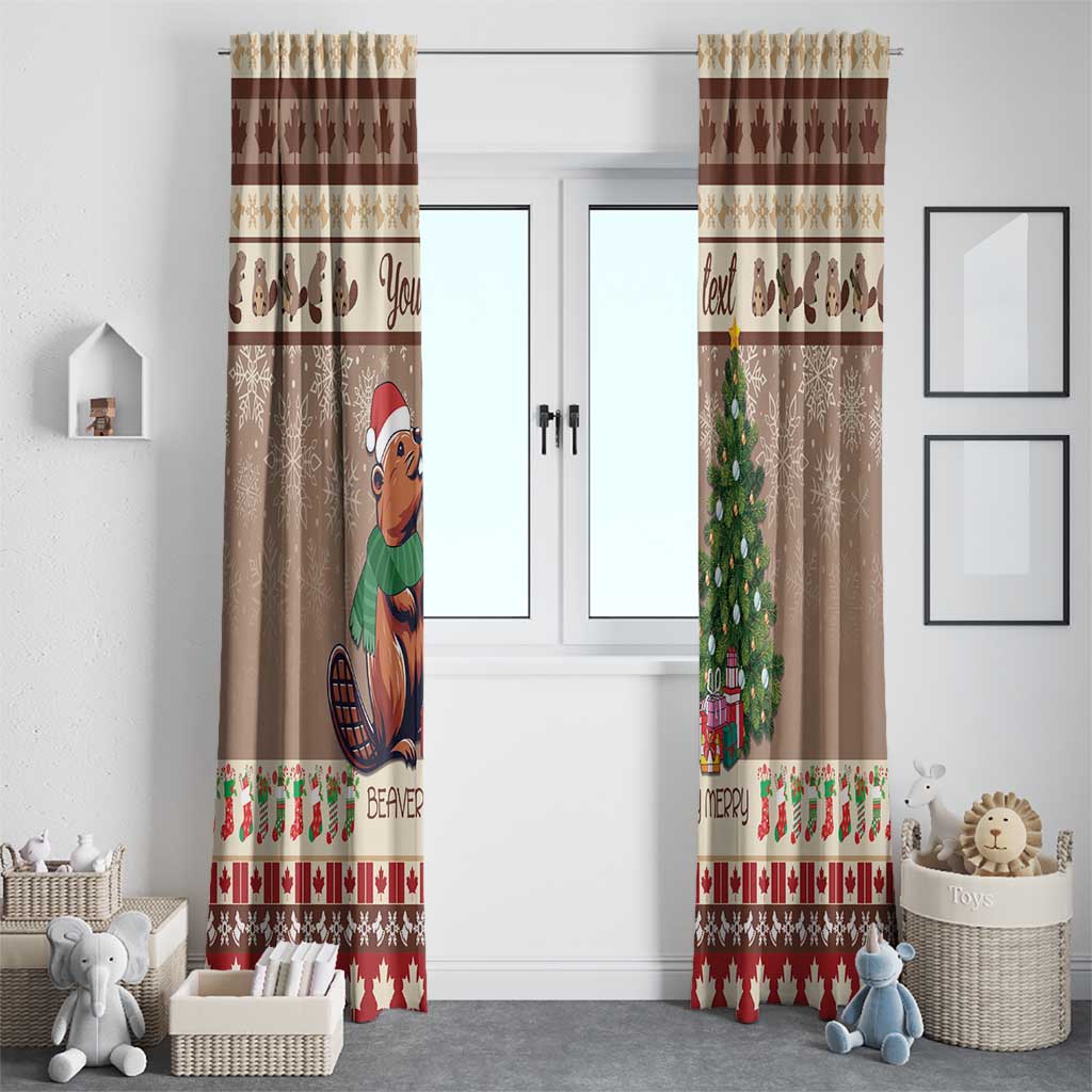 Personalized Beaver-y Merry Window Curtain Canada Merry Christmas Beavers - Wonder Print Shop