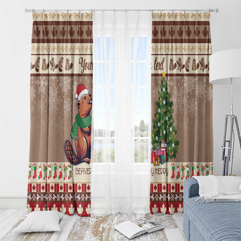 Personalized Beaver-y Merry Window Curtain Canada Merry Christmas Beavers - Wonder Print Shop
