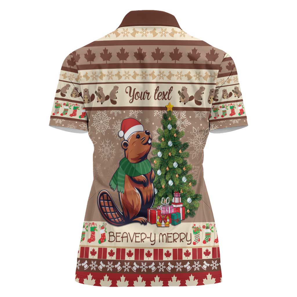 Personalized Beaver-y Merry Women Polo Shirt Canada Merry Christmas Beavers - Wonder Print Shop
