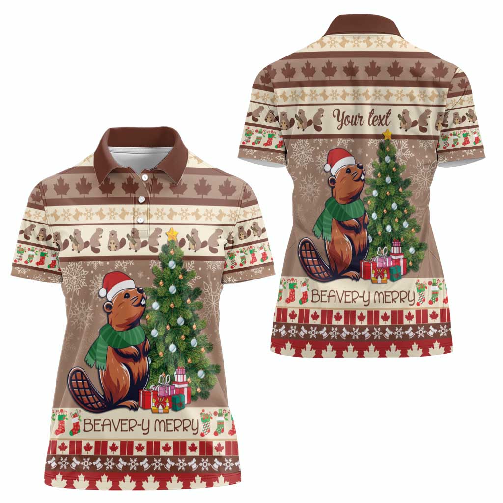 Personalized Beaver-y Merry Women Polo Shirt Canada Merry Christmas Beavers - Wonder Print Shop