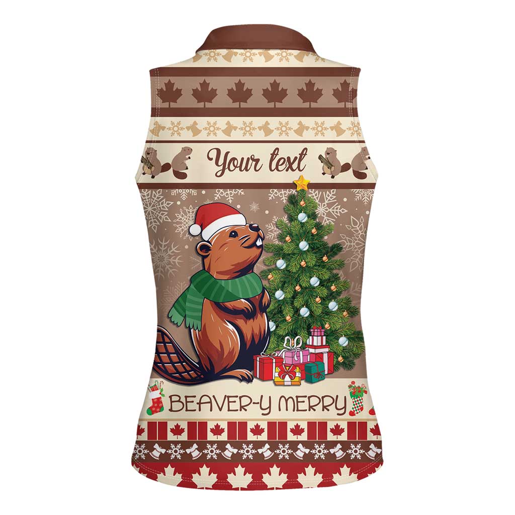 Personalized Beaver-y Merry Women Sleeveless Polo Shirt Canada Merry Christmas Beavers - Wonder Print Shop