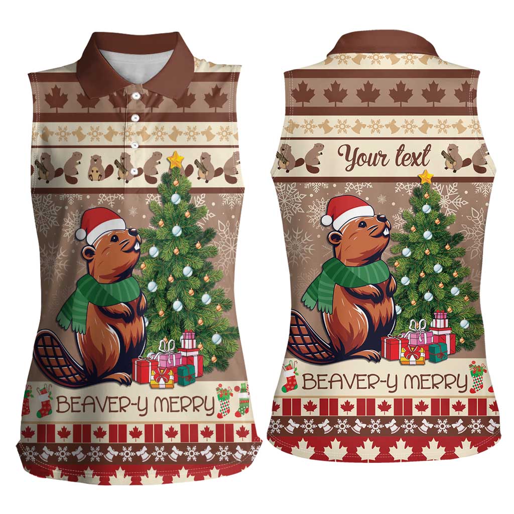Personalized Beaver-y Merry Women Sleeveless Polo Shirt Canada Merry Christmas Beavers - Wonder Print Shop