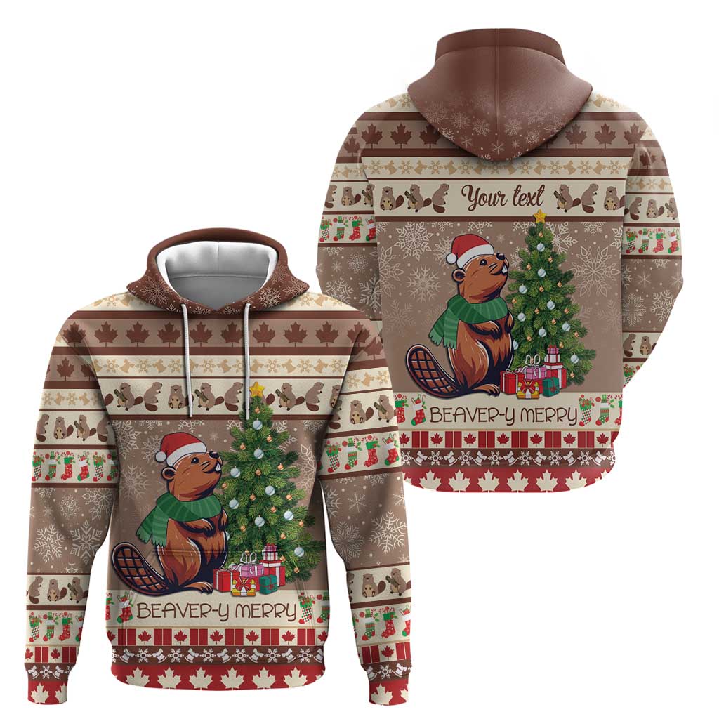 Personalized Beaver-y Merry Zip Hoodie Canada Merry Christmas Beavers - Wonder Print Shop