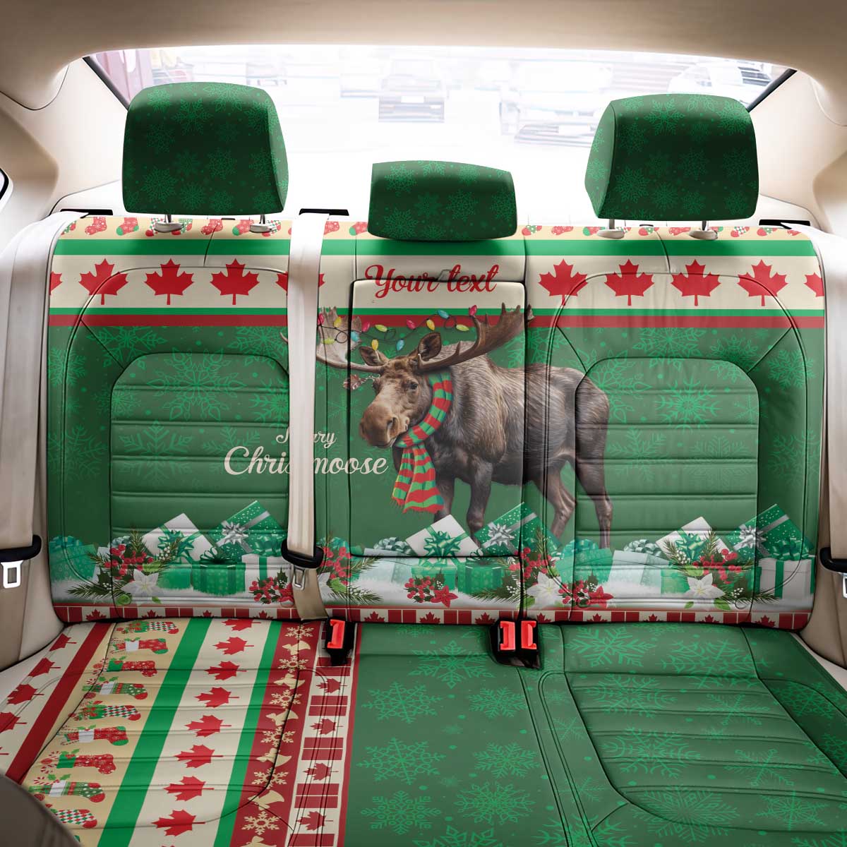 Personalized Merry Christmoose Back Car Seat Cover Canada Merry Christmas Moose LT9 - Wonder Print Shop