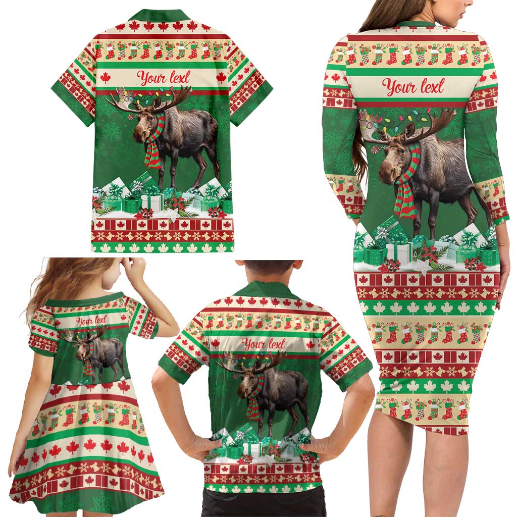 Personalized Merry Christmoose Family Matching Long Sleeve Bodycon Dress and Hawaiian Shirt Canada Merry Christmas Moose LT9 - Wonder Print Shop