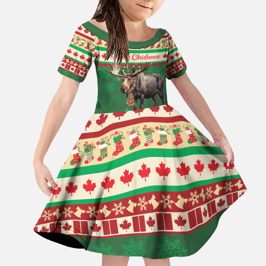 Personalized Merry Christmoose Family Matching Short Sleeve Bodycon Dress and Hawaiian Shirt Canada Merry Christmas Moose - Wonder Print Shop