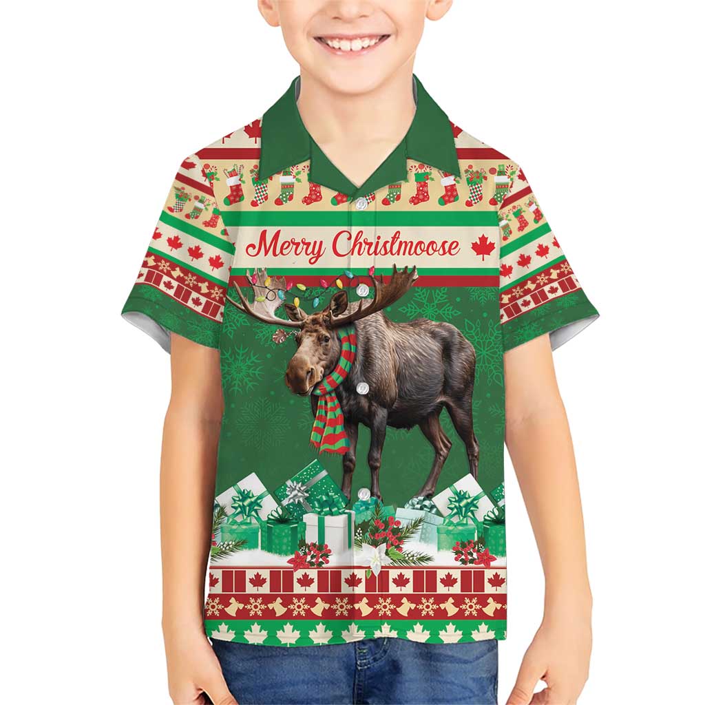 Personalized Merry Christmoose Family Matching Short Sleeve Bodycon Dress and Hawaiian Shirt Canada Merry Christmas Moose - Wonder Print Shop
