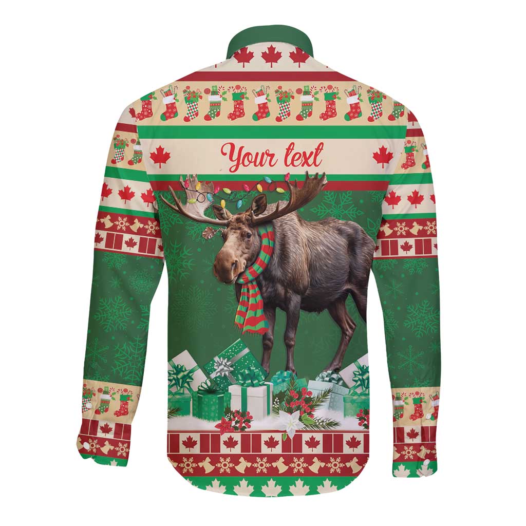 Personalized Merry Christmoose Long Sleeve Button Shirt Canada Merry Christmas Moose - Wonder Print Shop