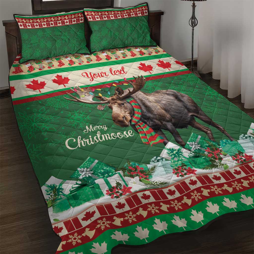 Personalized Merry Christmoose Quilt Bed Set Canada Merry Christmas Moose - Wonder Print Shop