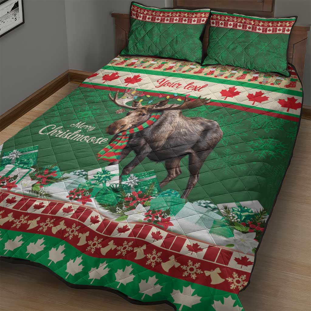 Personalized Merry Christmoose Quilt Bed Set Canada Merry Christmas Moose - Wonder Print Shop