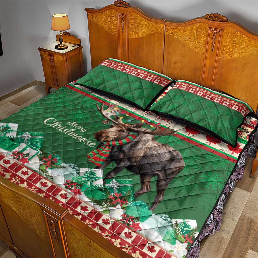Personalized Merry Christmoose Quilt Bed Set Canada Merry Christmas Moose - Wonder Print Shop