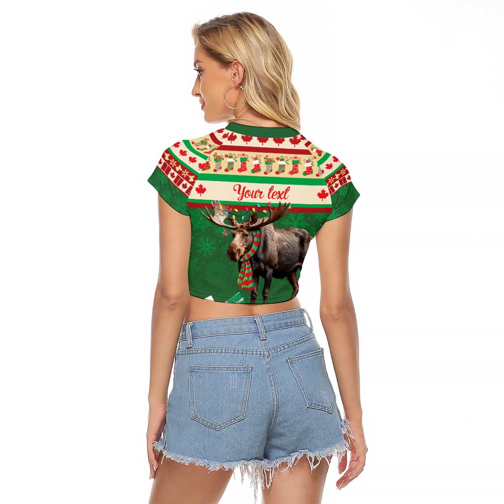 Personalized Merry Christmoose Raglan Cropped T Shirt Canada Merry Christmas Moose - Wonder Print Shop