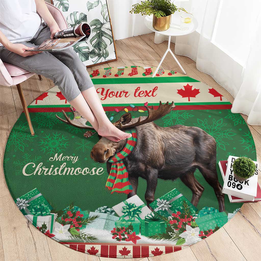 Personalized Merry Christmoose Round Carpet Canada Merry Christmas Moose
