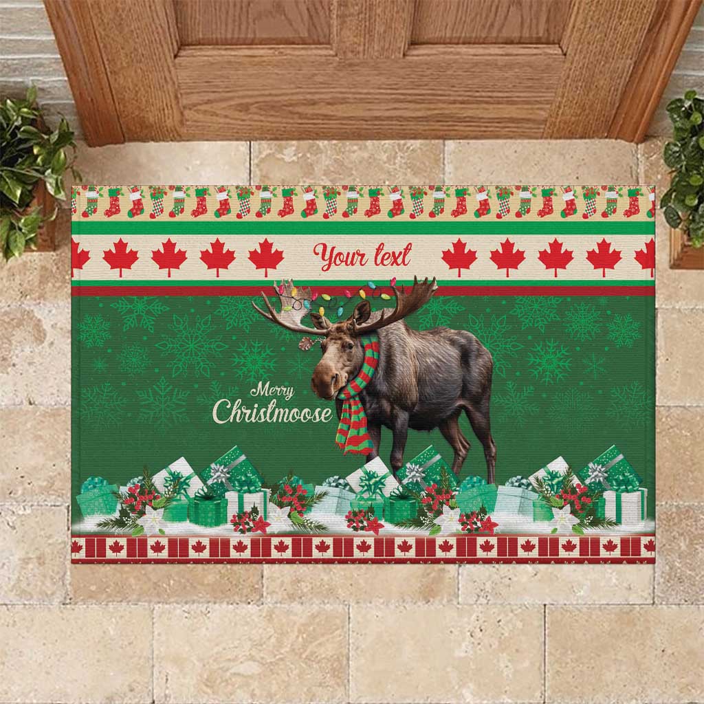 Personalized Merry Christmoose Rubber Doormat Canada Merry Christmas Moose - Wonder Print Shop
