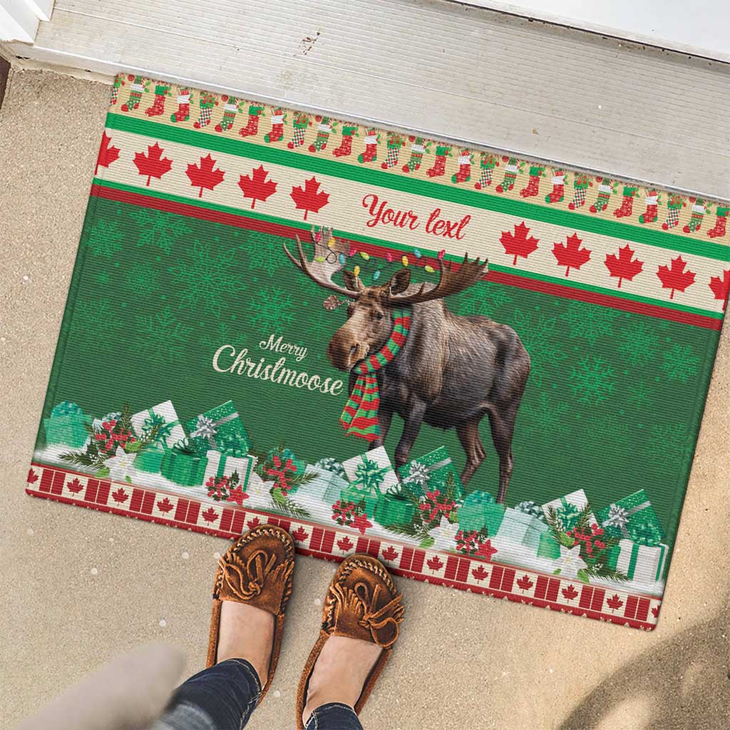 Personalized Merry Christmoose Rubber Doormat Canada Merry Christmas Moose - Wonder Print Shop