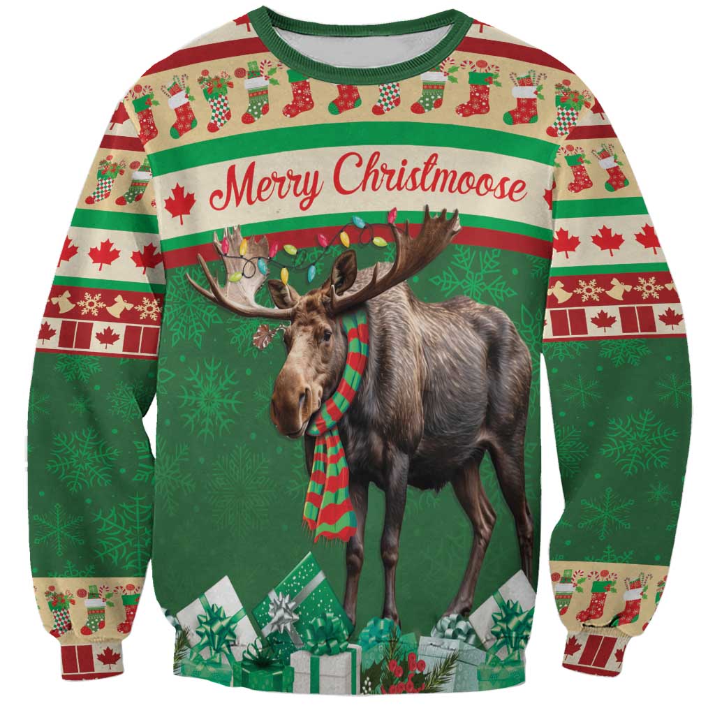 Personalized Merry Christmoose Sweatshirt Canada Merry Christmas Moose - Wonder Print Shop