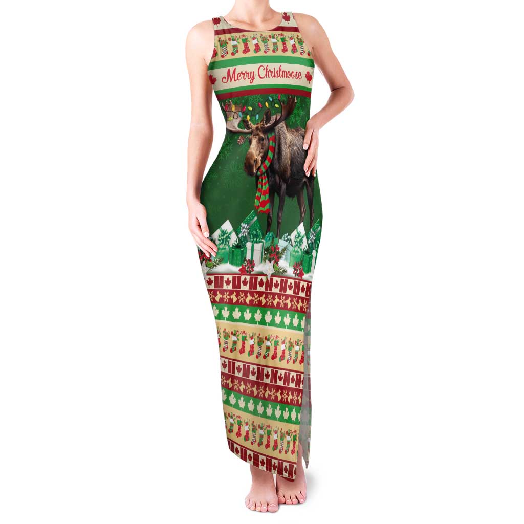Personalized Merry Christmoose Tank Maxi Dress Canada Merry Christmas Moose - Wonder Print Shop