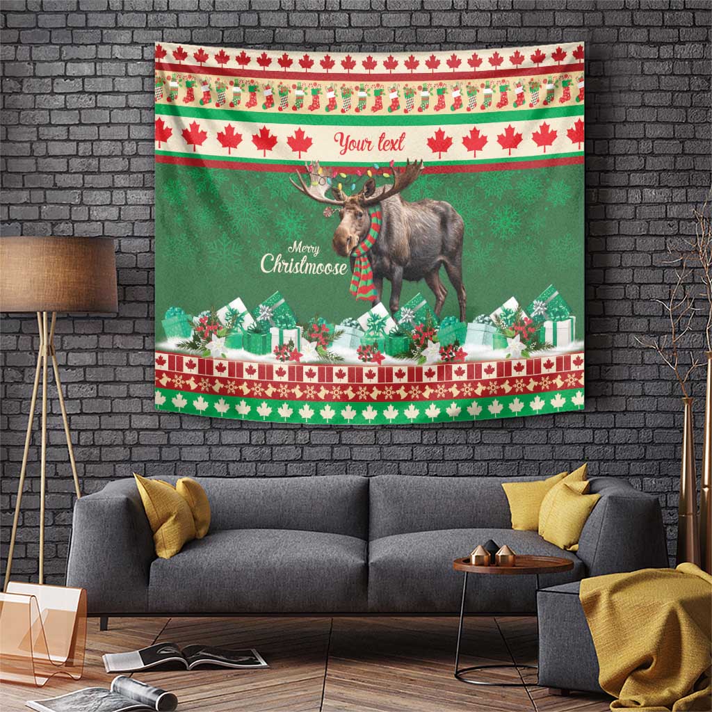 Personalized Merry Christmoose Tapestry Canada Merry Christmas Moose - Wonder Print Shop