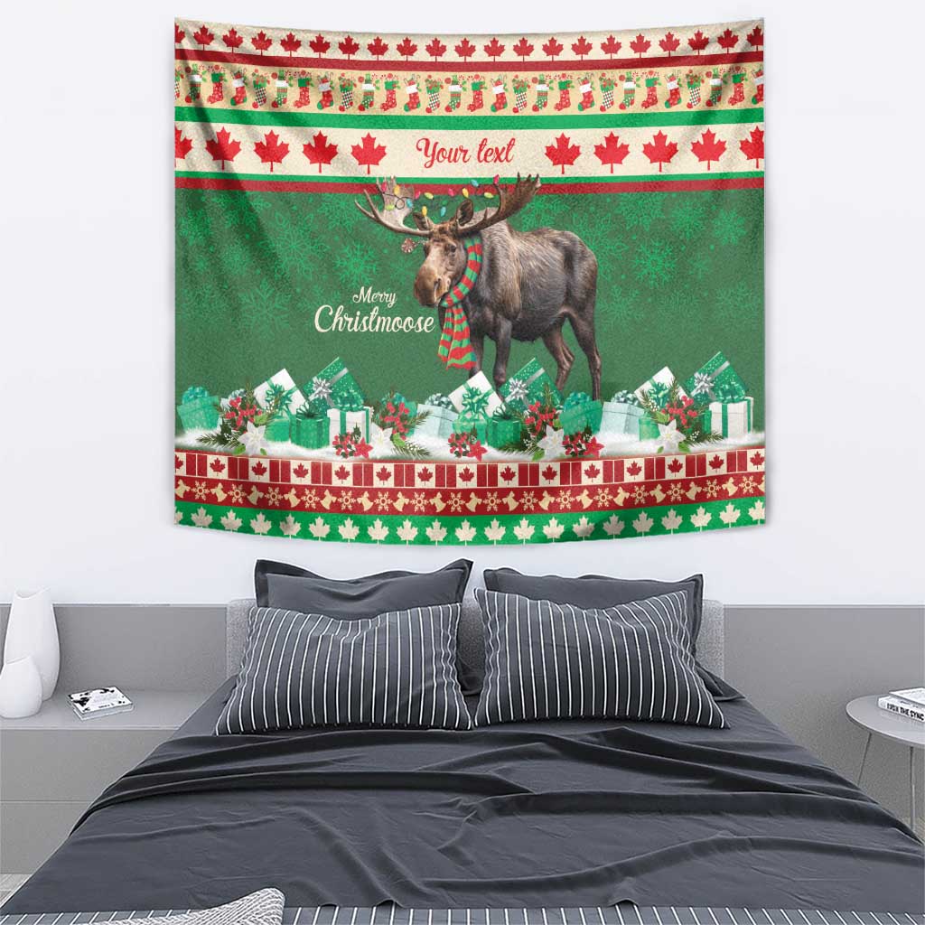 Personalized Merry Christmoose Tapestry Canada Merry Christmas Moose - Wonder Print Shop