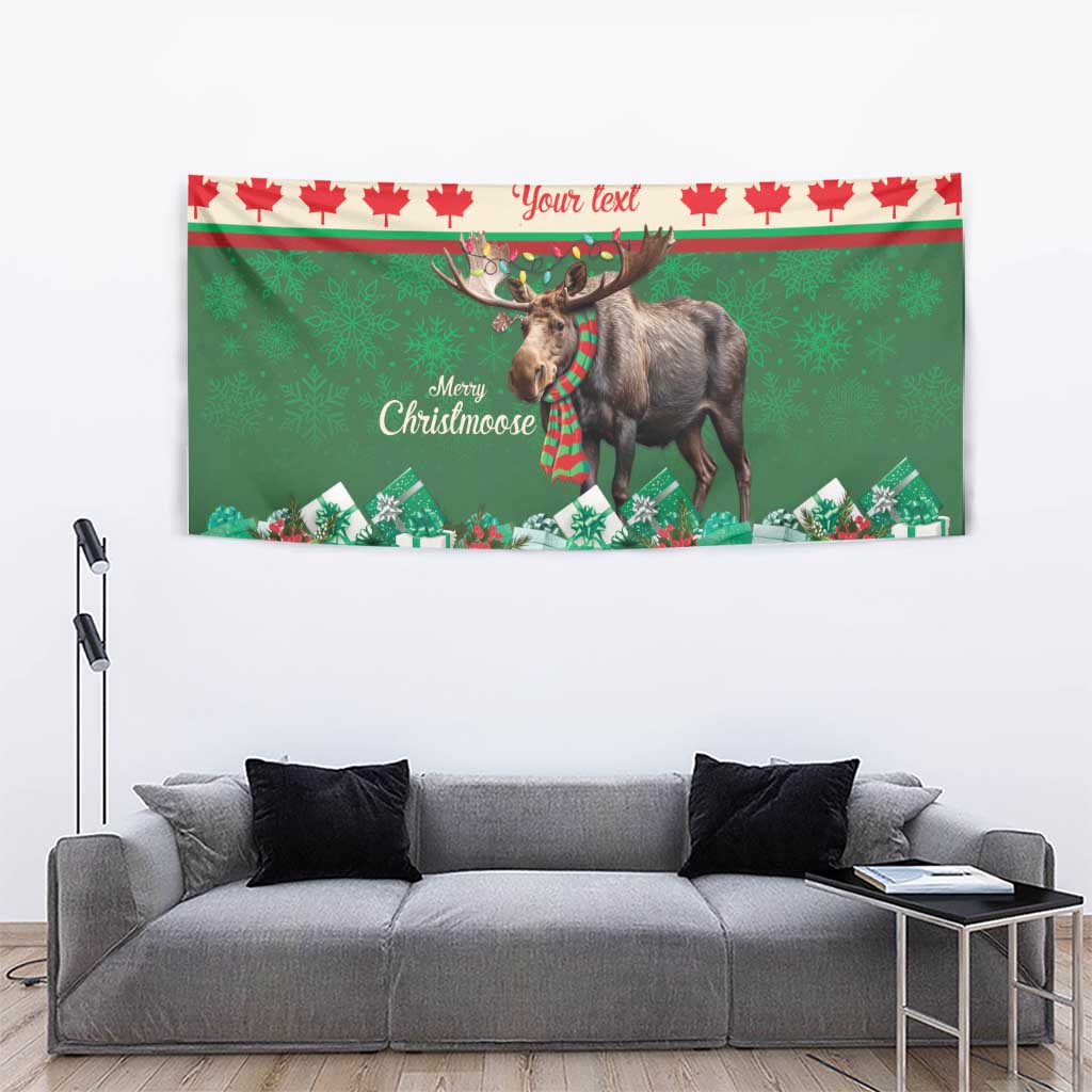 Personalized Merry Christmoose Tapestry Canada Merry Christmas Moose - Wonder Print Shop