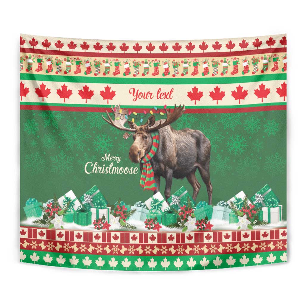 Personalized Merry Christmoose Tapestry Canada Merry Christmas Moose - Wonder Print Shop
