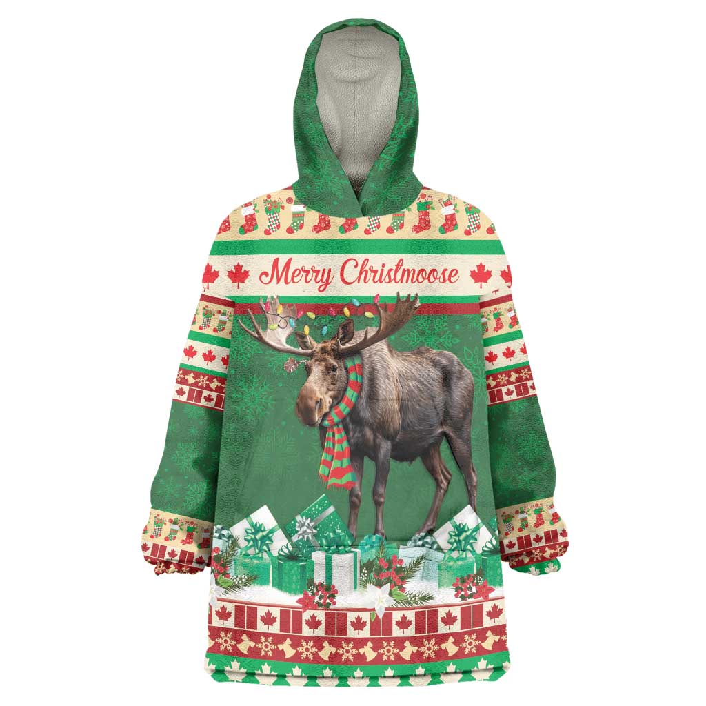 Personalized Merry Christmoose Wearable Blanket Hoodie Canada Merry Christmas Moose - Wonder Print Shop