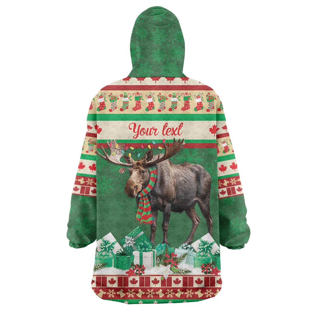 Personalized Merry Christmoose Wearable Blanket Hoodie Canada Merry Christmas Moose - Wonder Print Shop