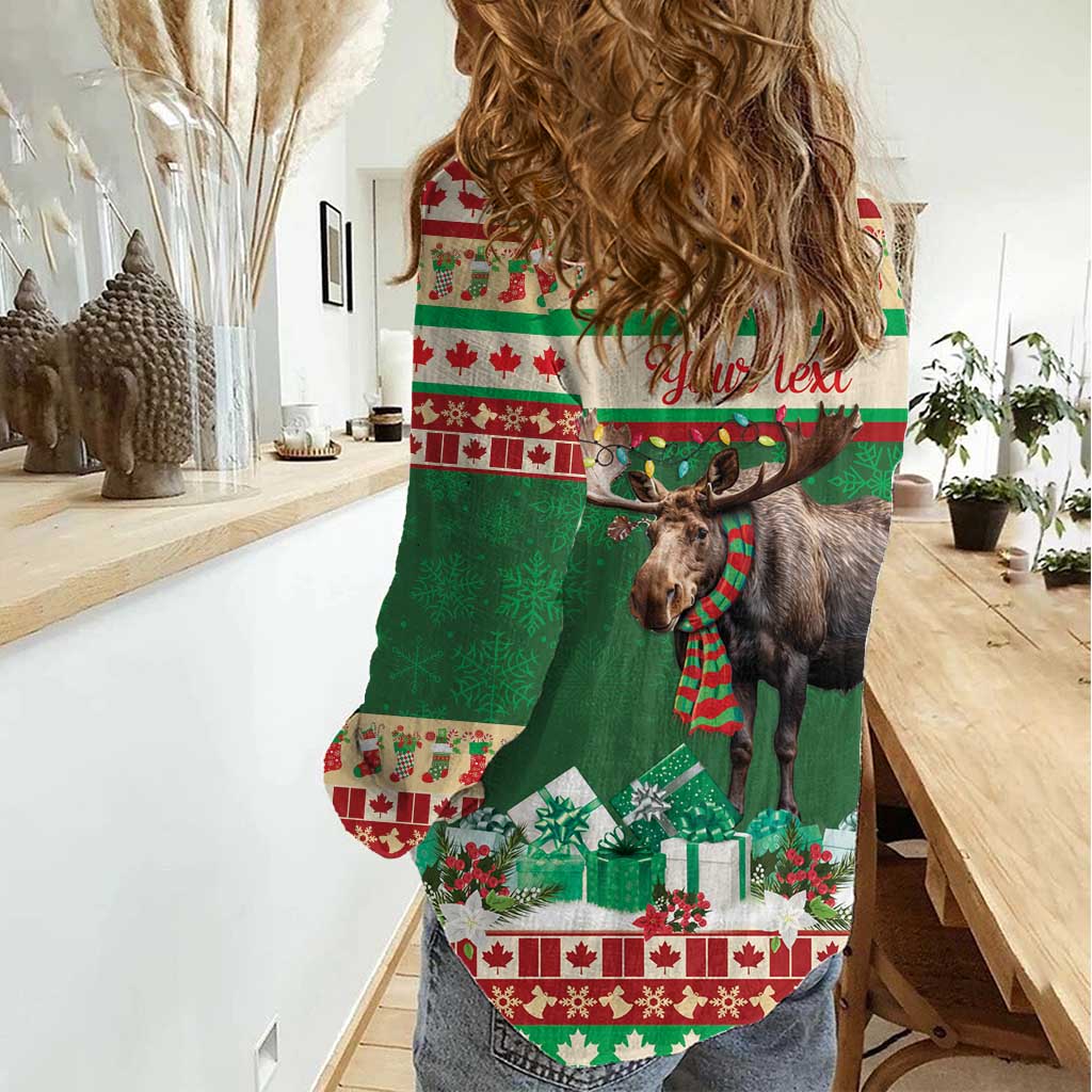 Personalized Merry Christmoose Women Casual Shirt Canada Merry Christmas Moose - Wonder Print Shop