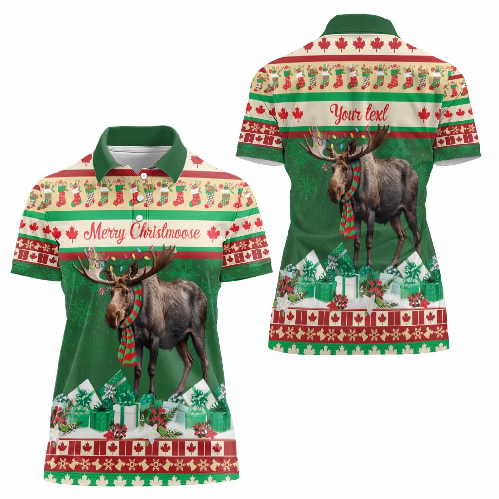 Personalized Merry Christmoose Women Polo Shirt Canada Merry Christmas Moose - Wonder Print Shop