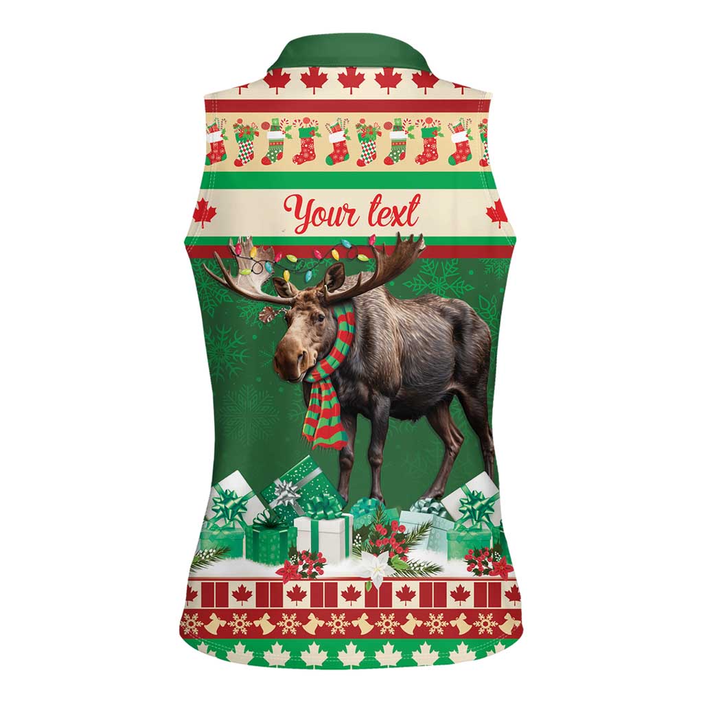 Personalized Merry Christmoose Women Sleeveless Polo Shirt Canada Merry Christmas Moose - Wonder Print Shop