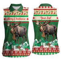 Personalized Merry Christmoose Women Sleeveless Polo Shirt Canada Merry Christmas Moose - Wonder Print Shop