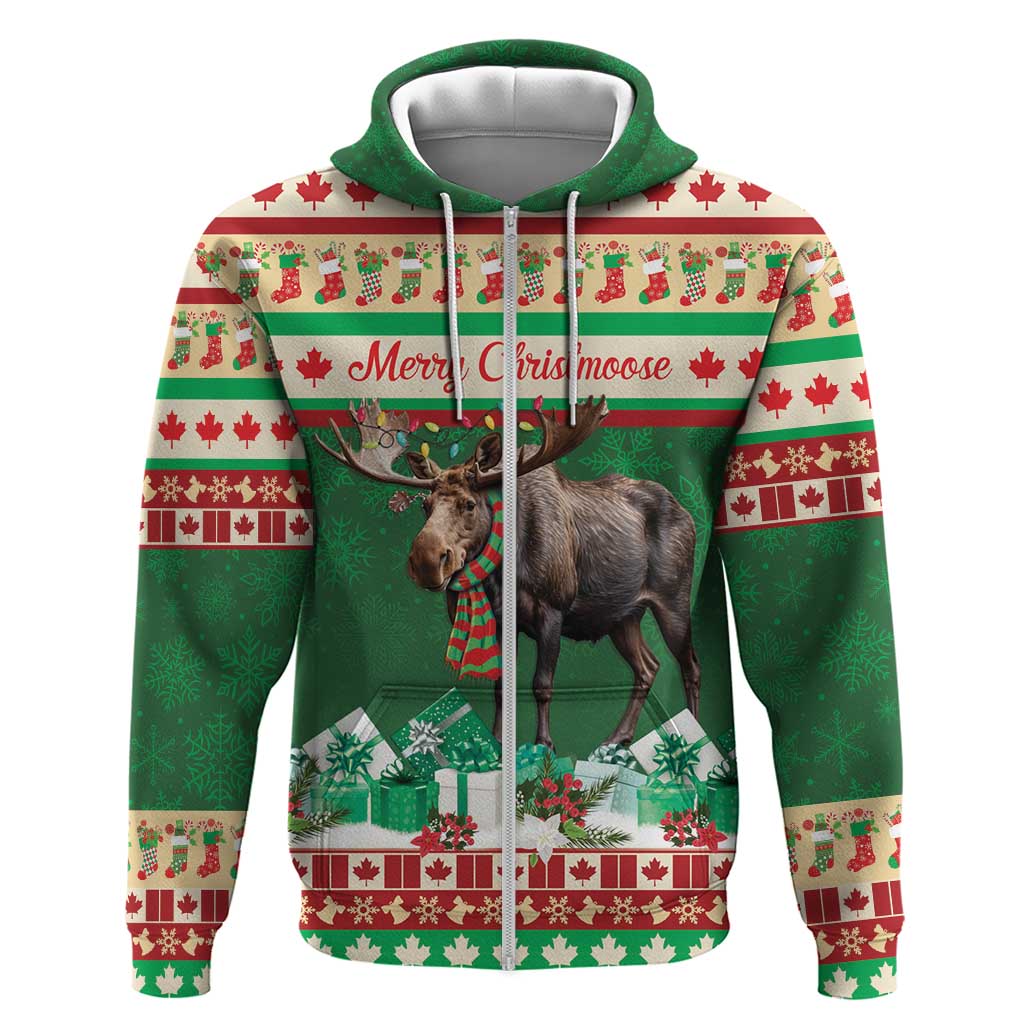 Personalized Merry Christmoose Zip Hoodie Canada Merry Christmas Moose - Wonder Print Shop